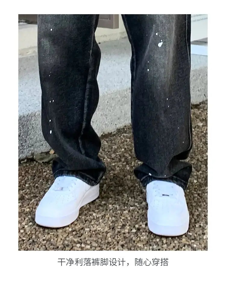 Men Loose Straight-leg, trendy wide-leg long pants