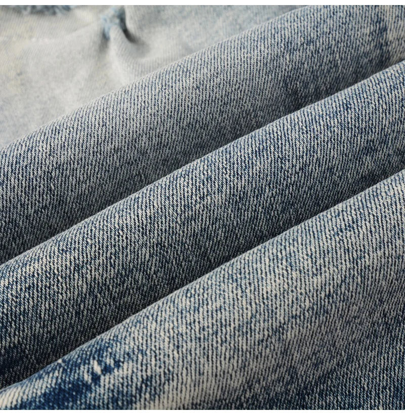 Men Paisley Bandana Print Patch Jeans Skinny