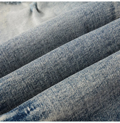 Men Paisley Bandana Print Patch Jeans Skinny