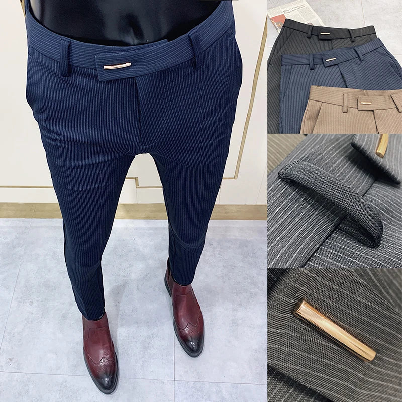Men Stretch Slim Formal Casual Pants Fashion