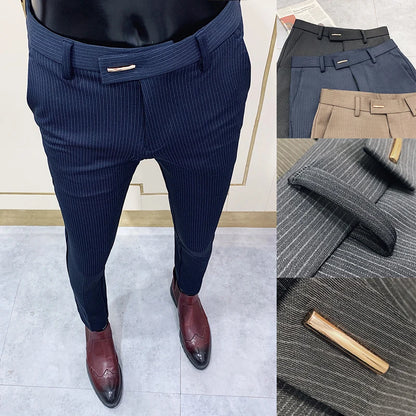 Men Stretch Slim Formal Casual Pants Fashion