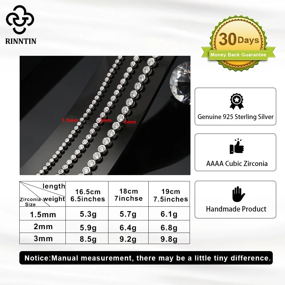 Shiny Tennis Bracelet Sterling Silver Cubic Zirconia