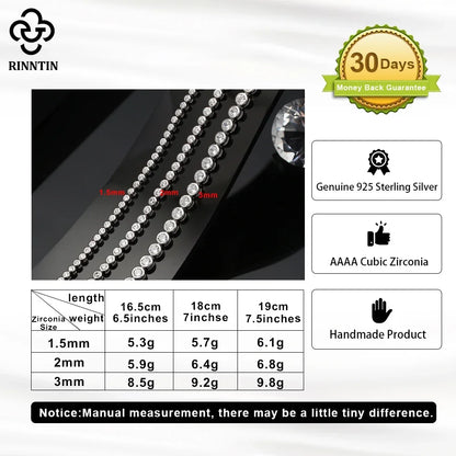 Shiny Tennis Bracelet Sterling Silver Cubic Zirconia