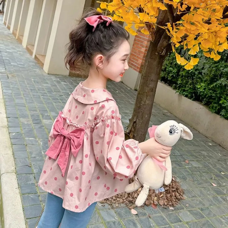 Long Sleeve Blouse with Bow Tie Trendy