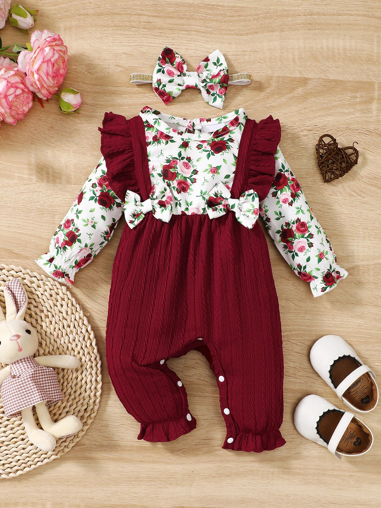 0-18 Months Girl Romper Cute Floral Long Sleeve