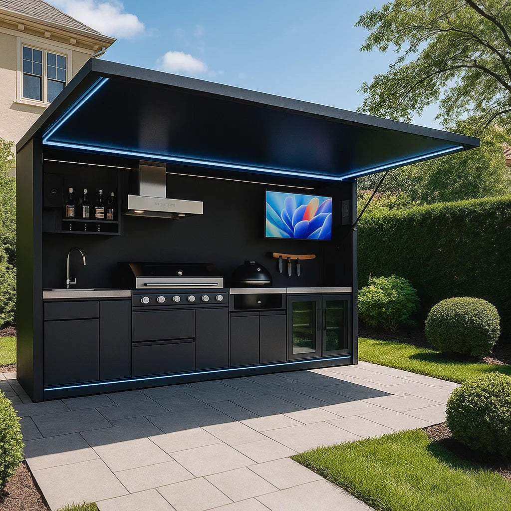 Black/grey Garden/patio Outdoor Bbq Kitchen Pod