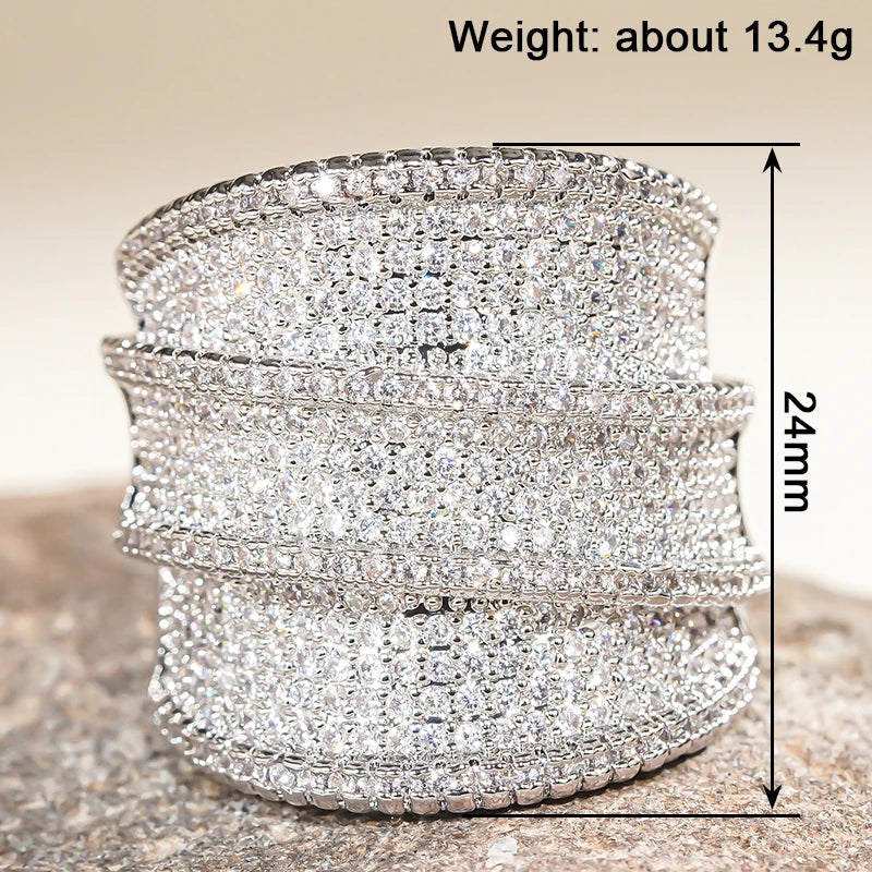 Full Bling Iced Out Wide Sparkling CZ