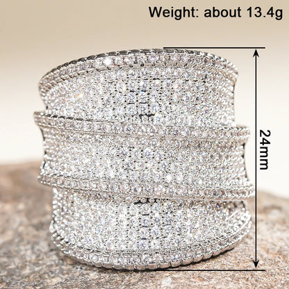 Full Bling Iced Out Wide Sparkling CZ