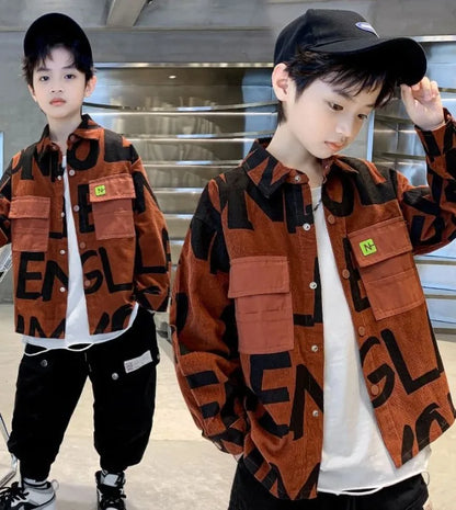 Boys Corduroy Long Sleeve Shirt Lightweight