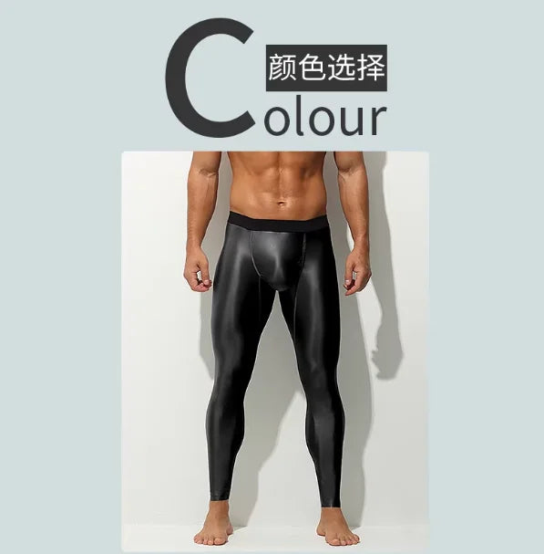 Glossy Men's Tight Fitness Running Sweatpants Leggings