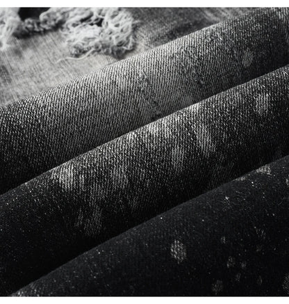 Men Ripped Distressed Black Slim Tapered Jeans
