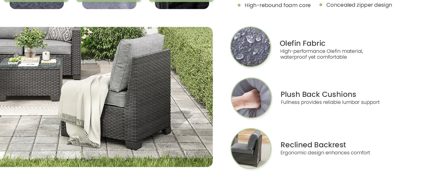 Sofa Set, Outdoor Furniture with Ottoman