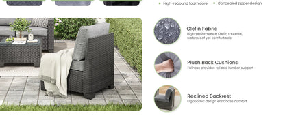 Sofa Set, Outdoor Furniture with Ottoman