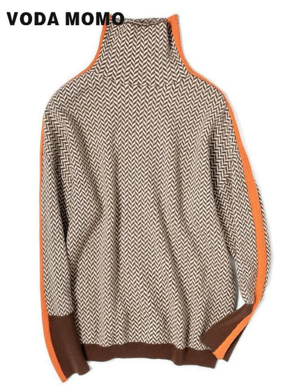 Women Pullover Knitted Fashion Sweater Turtleneck Top