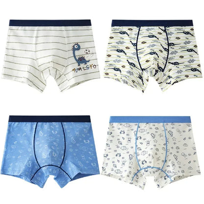 4Pcs Boys Boxer Striped Underwear