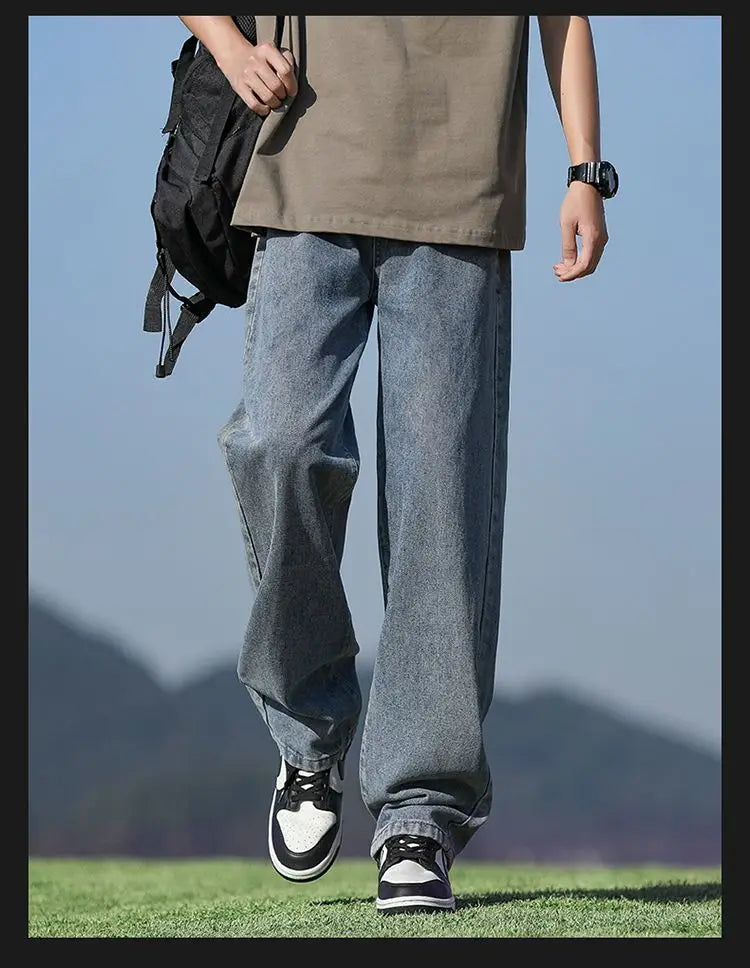 Men's Trendy Wide Leg Washed Jeans