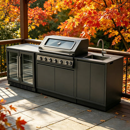 Stainless Steel Outdoor Grill Cooktop Sink Fridge