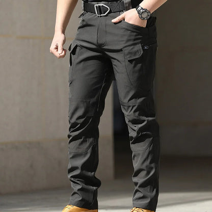 Men Fashion Cargo Pants Solid Color Multi-Pockets