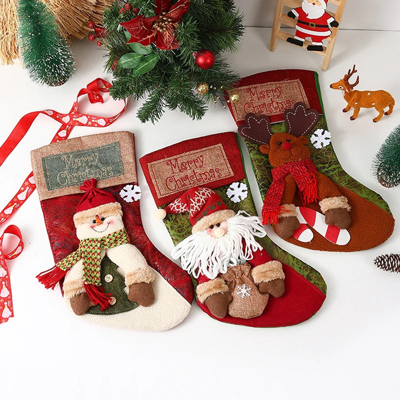 Xmas Decoration Santa Snowman Reindeer Hanging Sock