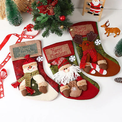 Xmas Decoration Santa Snowman Reindeer Hanging Sock