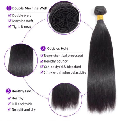 Natural Color Brazilian Human Hair Straight Bundles