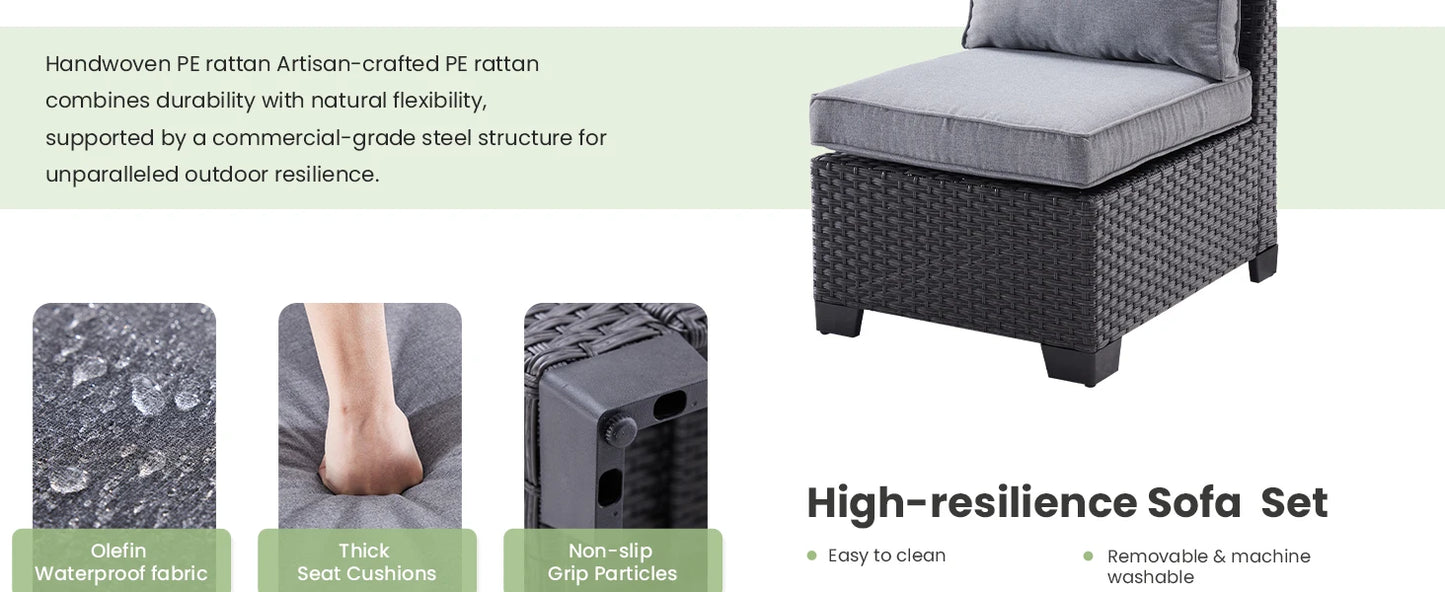 Sofa Set, Outdoor Furniture with Ottoman