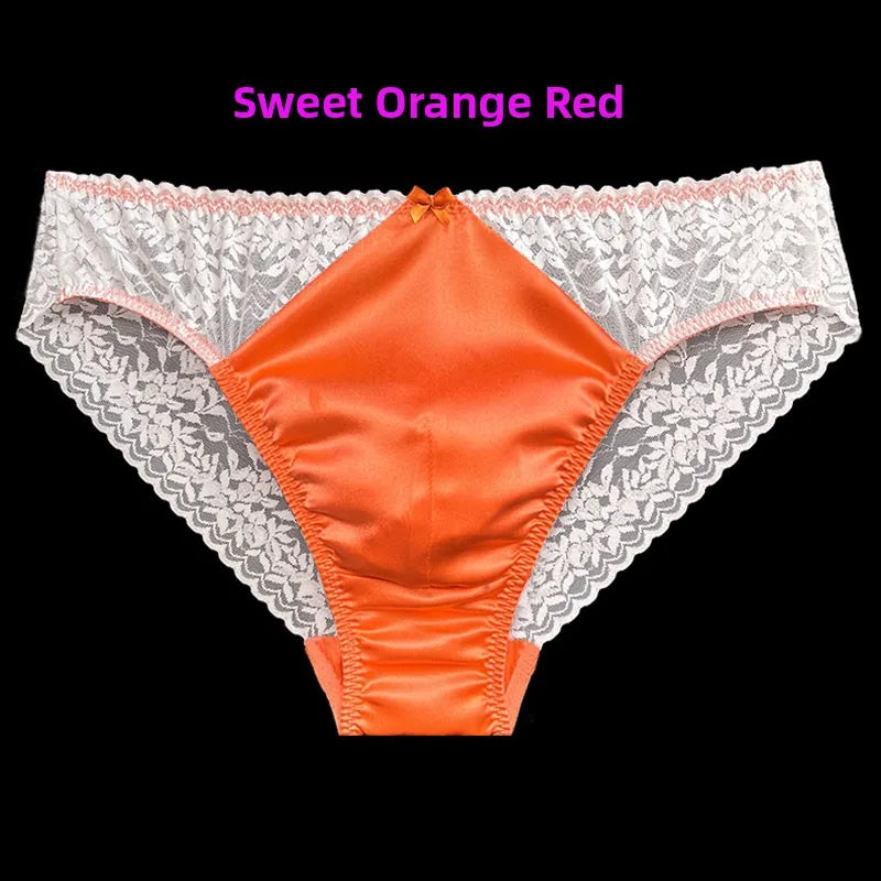 Sexy Men's Silk Comfortable Mid-Waist Ribbed Design