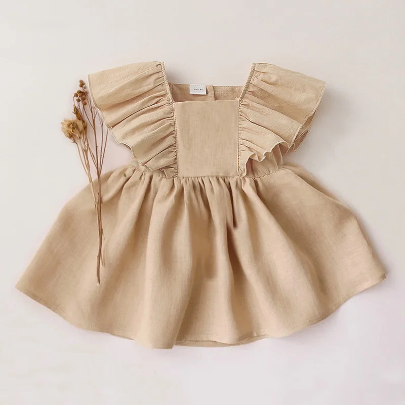 Baby Girls Linen Cotton Princess Dress