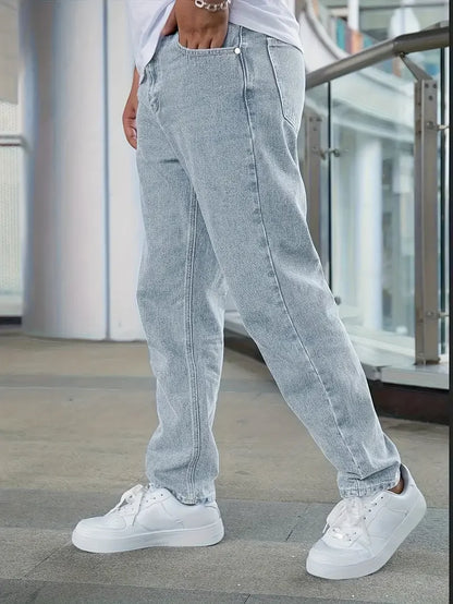 Men's Classic Straight-Leg Denim Jeans - Casual