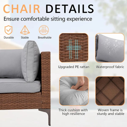 7 Pieces Conversation Sets, Outdoor Sectional Sofa