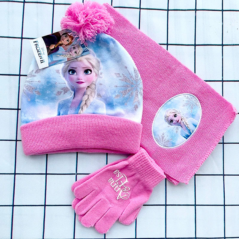 Girls Scarf Hat Glove Elsa Cartoon Cosplay
