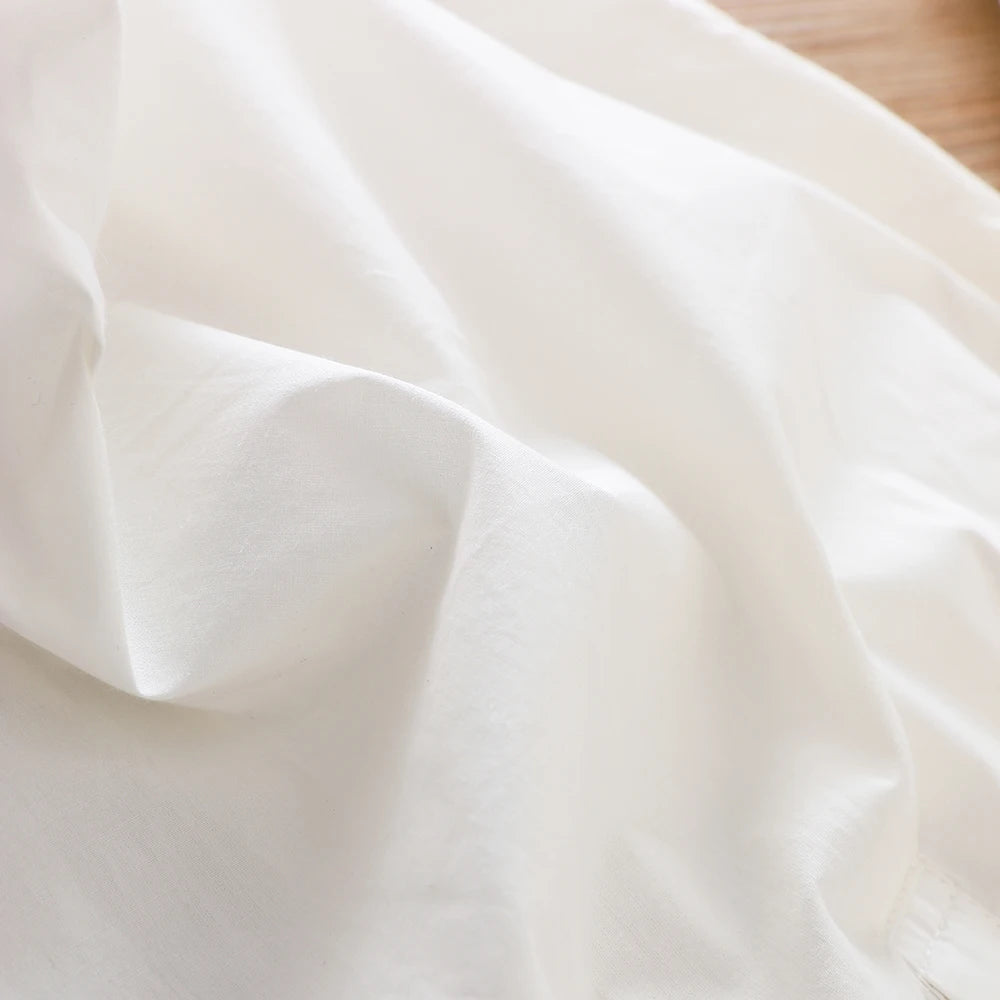 Girls' White Blouse Floral Embroidered Collar Bow