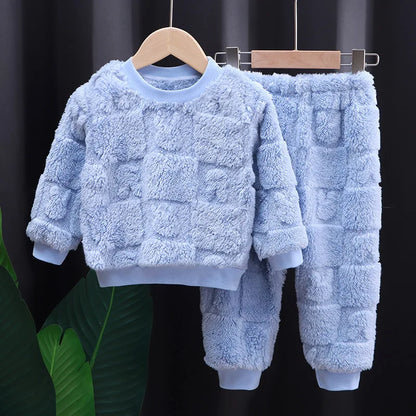 Girls Flange Pajamas Velvet Thick Home Outfit