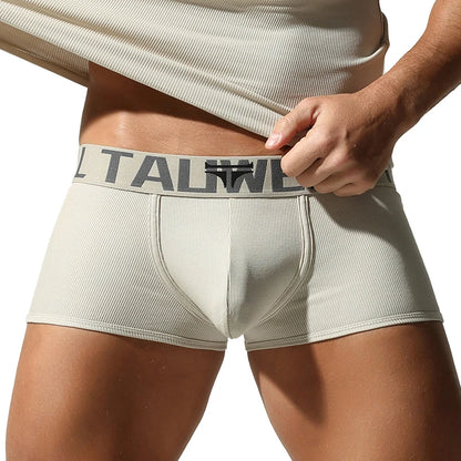 TAUWELL Ribbed Cotton Boxer Briefs Men Underwear
