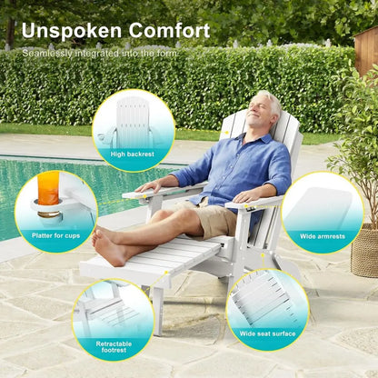 Adjustable Folding Adirondack Chair Set/ Retractable Ottoman