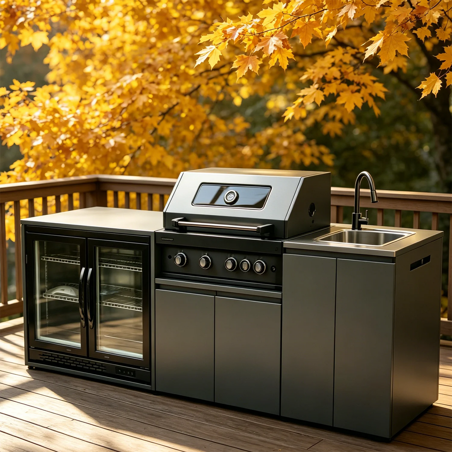 Stainless Steel Outdoor Grill Cooktop Sink Fridge