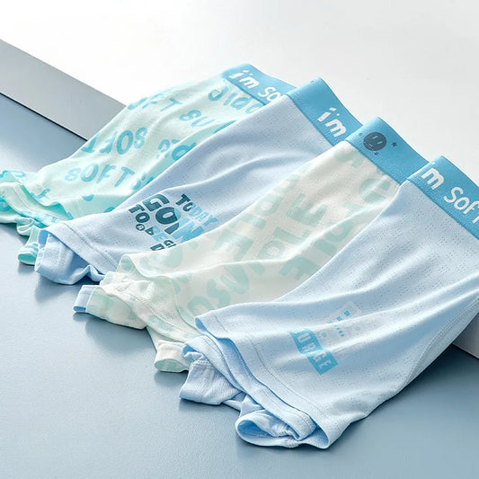 4PCS Teen Boys Mesh Breathable Young Children Underwear