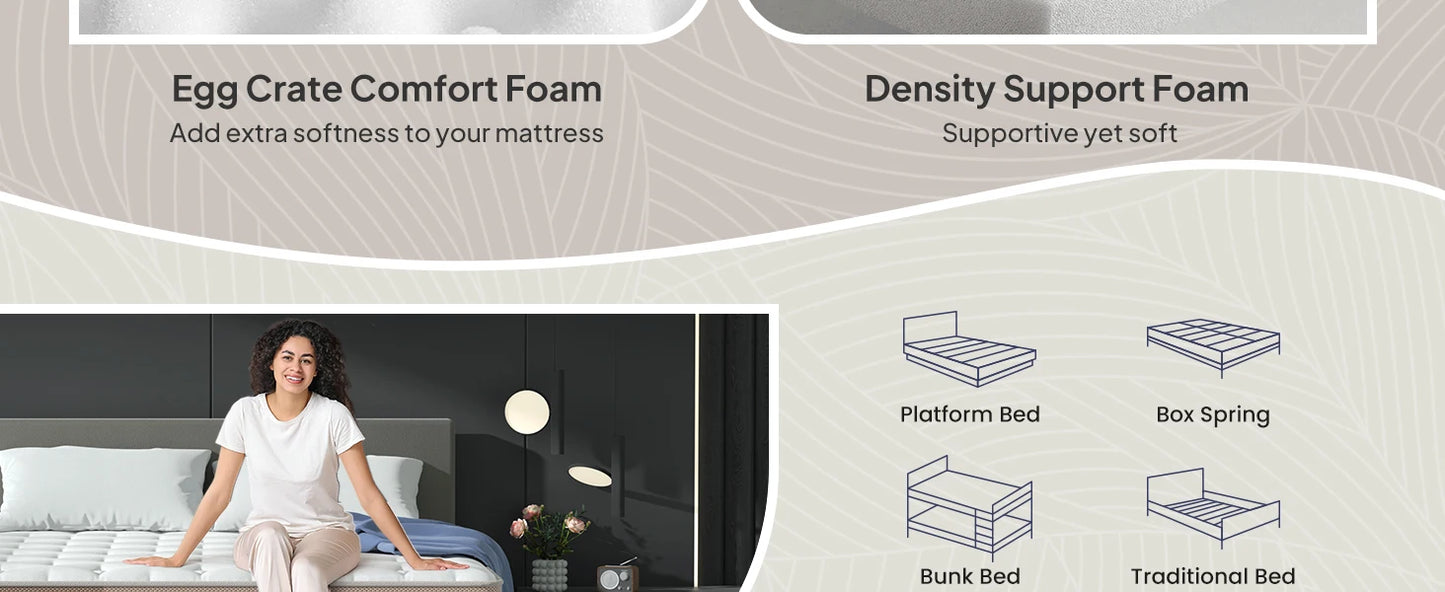 Full/King/Queen Size Mattress, Luxury Hybrid, Gel Memory Foam
