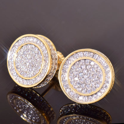 Men/Women Round Stud Earring Cubic Zirconia Fashion