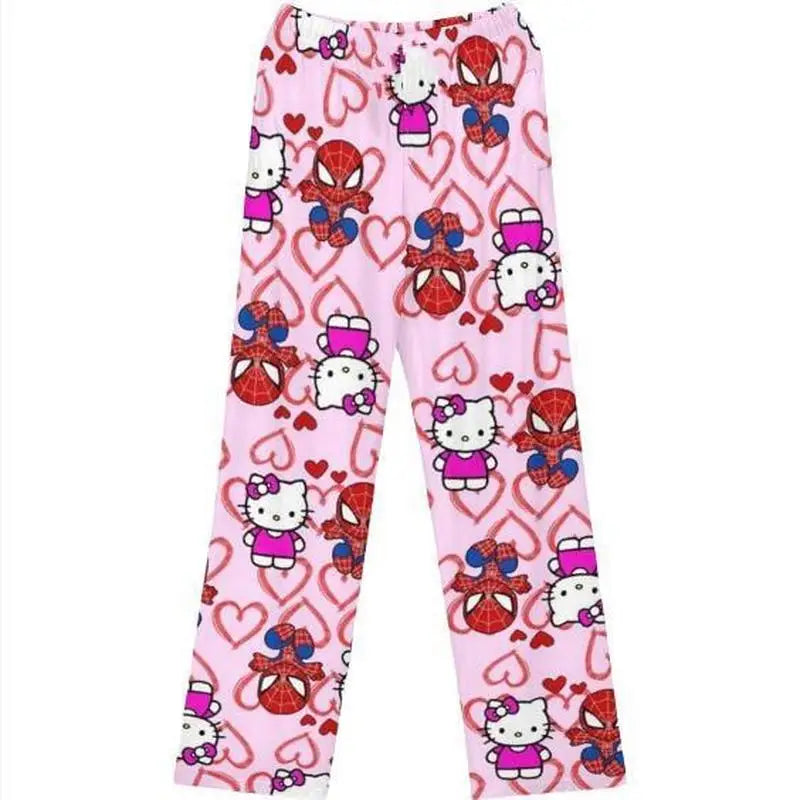 Women/Men Hello Kitty Spider-Man Cotton Loose Pajama Pants