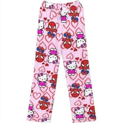 Women/Men Hello Kitty Spider-Man Cotton Loose Pajama Pants