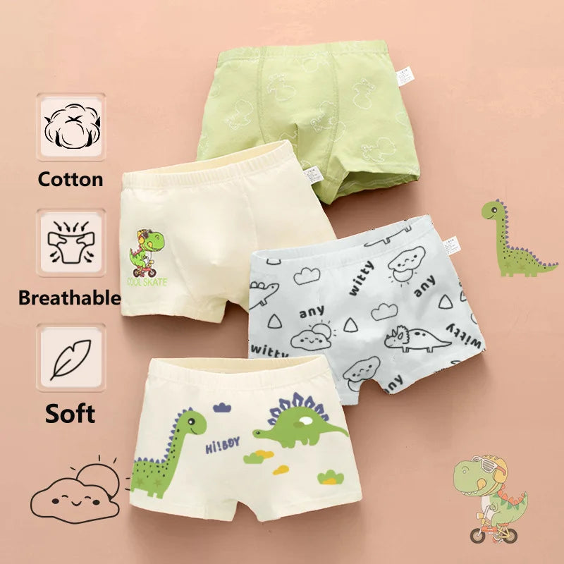 4pcs Boy/Teen Boys Boxer Briefs Cartoon Underwear