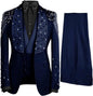 3 Piece Luxury Crystals Beaded Lapel  Wedding Tuxedos