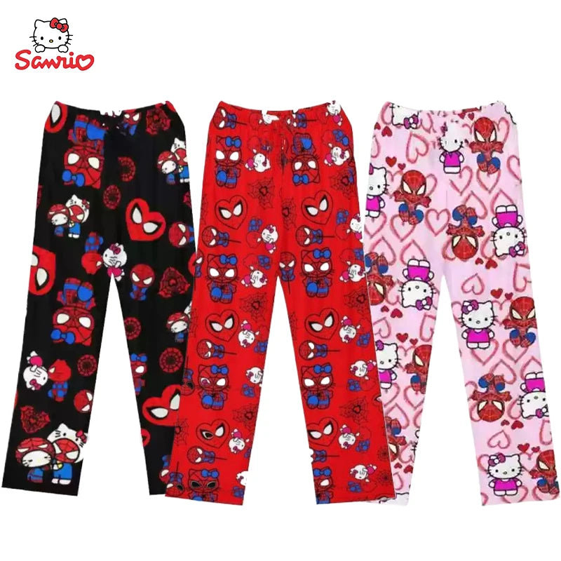 Women/Men Hello Kitty Spider-Man Cotton Loose Pajama Pants