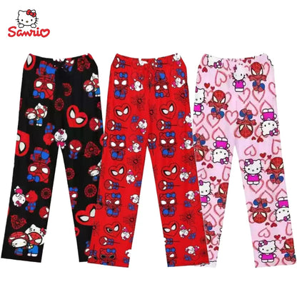 Women/Men Hello Kitty Spider-Man Cotton Loose Pajama Pants