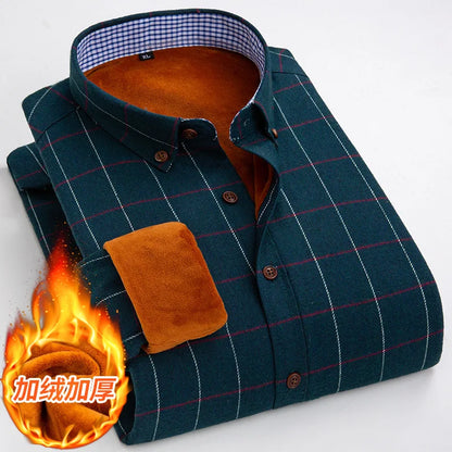 Mens Warm Plus Velvet Thick Cotton Shirts