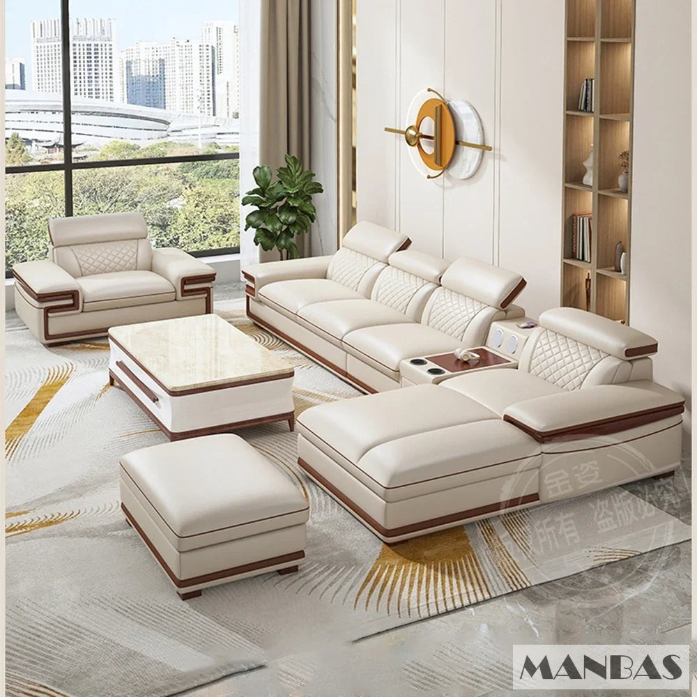 Genuine Leather Sofa Set for Living Room