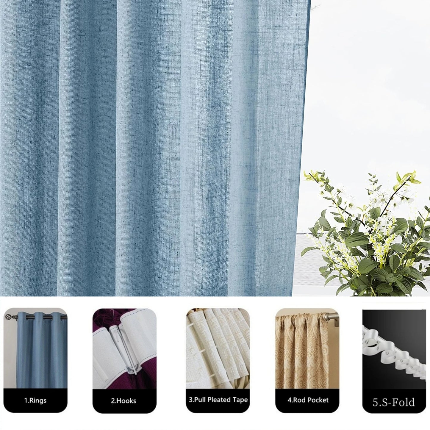 Custom Made Sheer Curtain Faux Linen Tulle