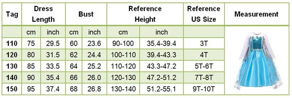Girls Elsa Anna Dress Princess Carnival Jasmine Rapunzel