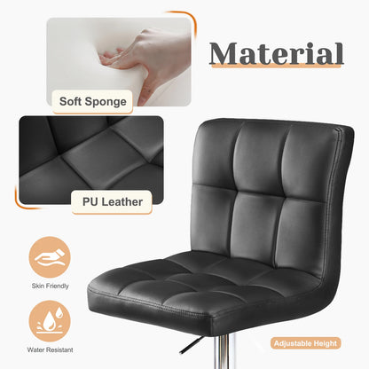 2 PU Leather Bar Stools Upholstered Counter Height